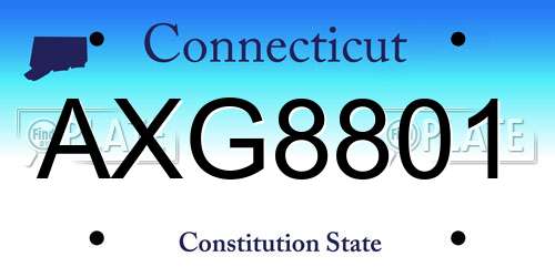 AXG8801 Connecticut License Plate