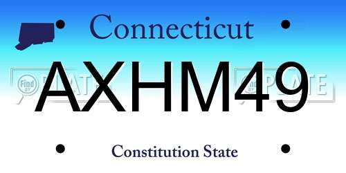 AXHM49 Connecticut License Plate