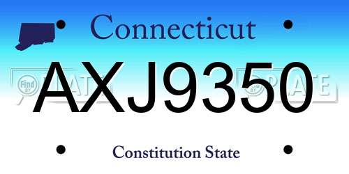 AXJ9350 Connecticut License Plate