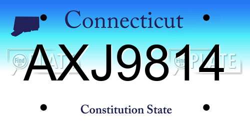 AXJ9814 Connecticut License Plate