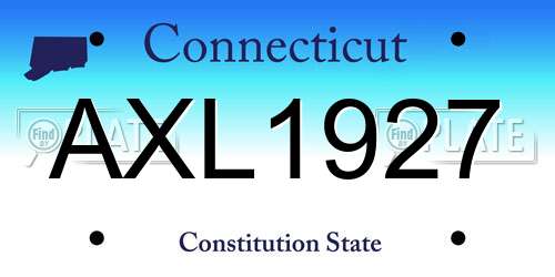 AXL1927 Connecticut License Plate