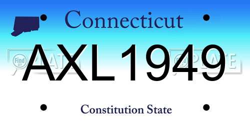 AXL1949 Connecticut License Plate