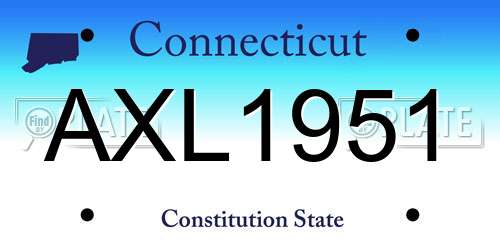 AXL1951 Connecticut License Plate