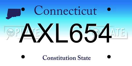 AXL654 Connecticut License Plate