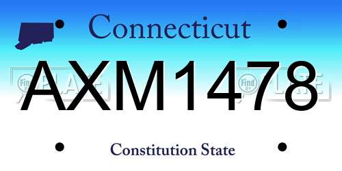 AXM1478 Connecticut License Plate