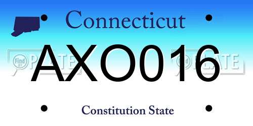 AXO016 Connecticut License Plate