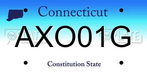 AXO01G Connecticut License Plate