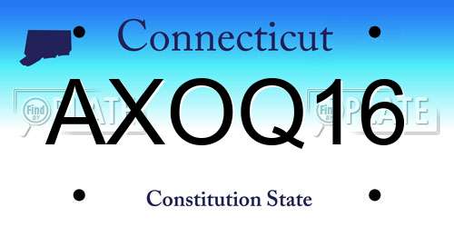 AXOQ16 Connecticut License Plate