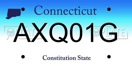 AXQ01G Connecticut License Plate