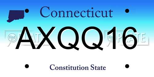 AXQQ16 Connecticut License Plate