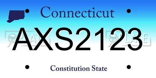 AXS2123 Connecticut License Plate