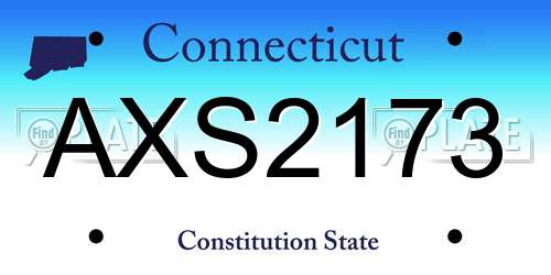 AXS2173 Connecticut License Plate