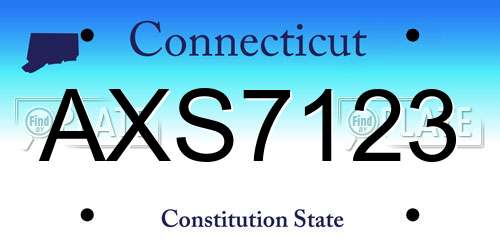 AXS7123 Connecticut License Plate