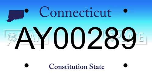 AY00289 Connecticut License Plate