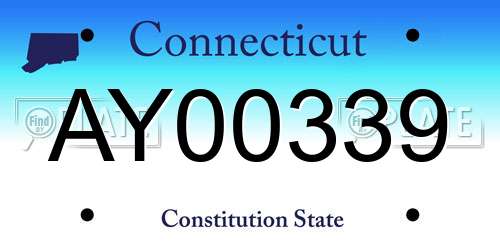 AY00339 Connecticut License Plate