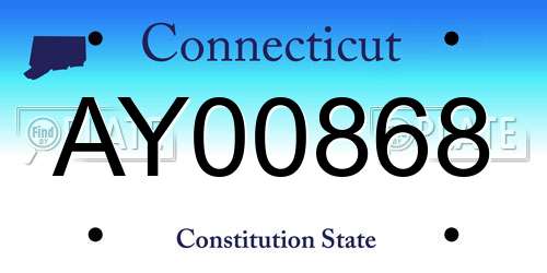 AY00868 Connecticut License Plate