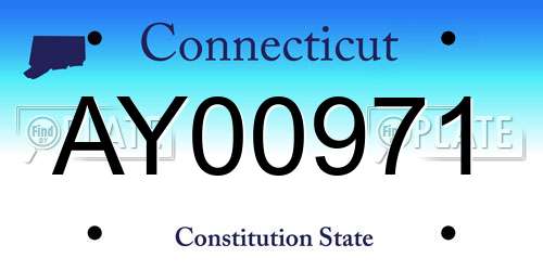 AY00971 Connecticut License Plate