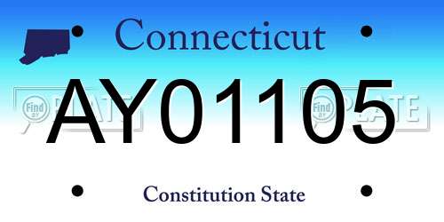 AY01105 Connecticut License Plate