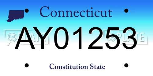 AY01253 Connecticut License Plate