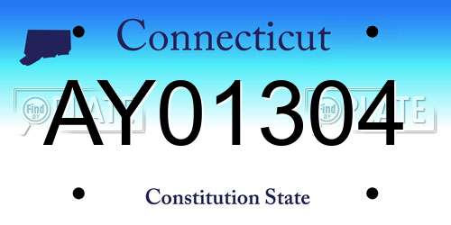 AY01304 Connecticut License Plate