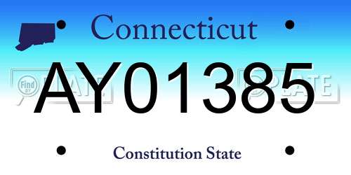 AY01385 Connecticut License Plate