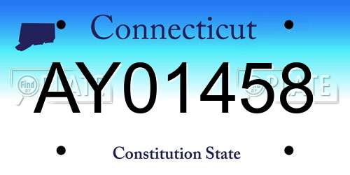 AY01458 Connecticut License Plate