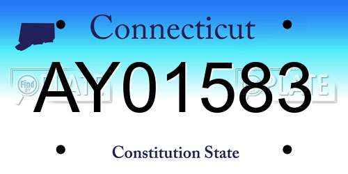 AY01583 Connecticut License Plate