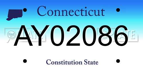 AY02086 Connecticut License Plate