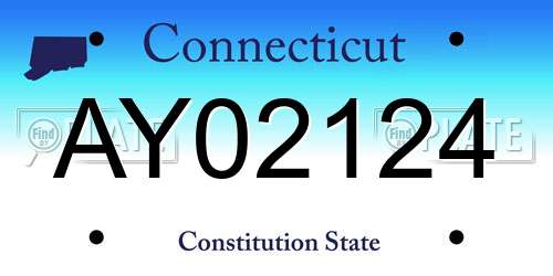 AY02124 Connecticut License Plate