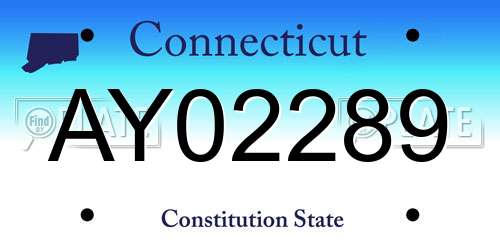 AY02289 Connecticut License Plate