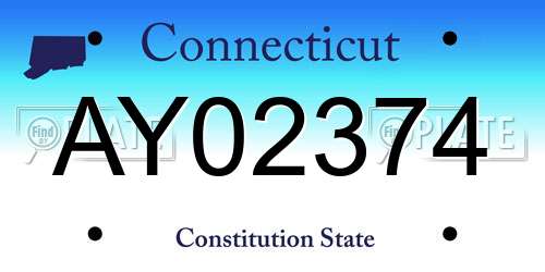 AY02374 Connecticut License Plate