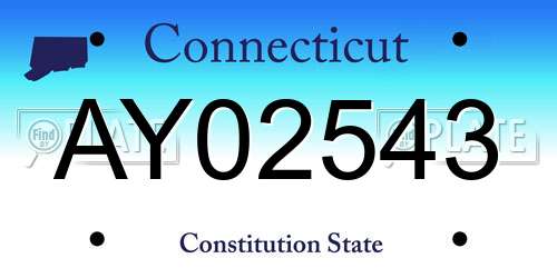 AY02543 Connecticut License Plate
