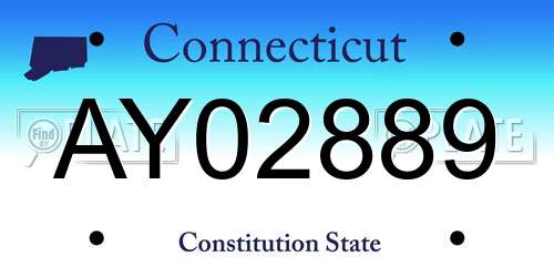 AY02889 Connecticut License Plate