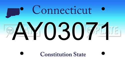 AY03071 Connecticut License Plate