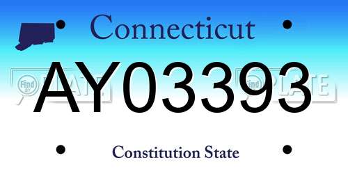 AY03393 Connecticut License Plate