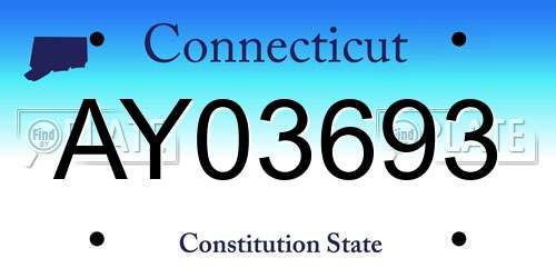 AY03693 Connecticut License Plate