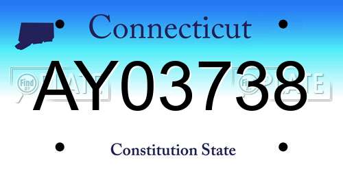 AY03738 Connecticut License Plate