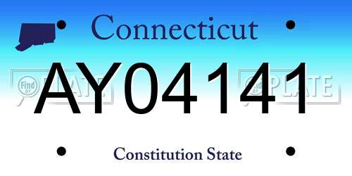 AY04141 Connecticut License Plate