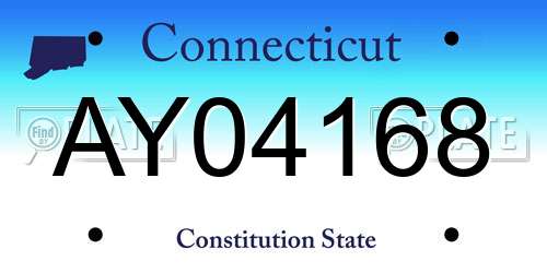 AY04168 Connecticut License Plate
