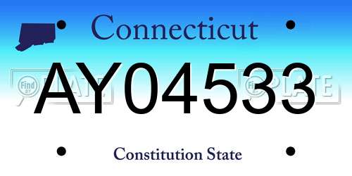 AY04533 Connecticut License Plate