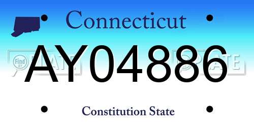 AY04886 Connecticut License Plate