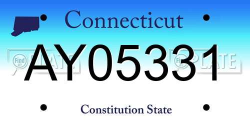 AY05331 Connecticut License Plate
