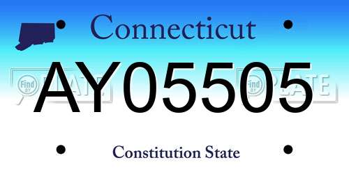 AY05505 Connecticut License Plate