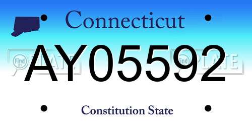 AY05592 Connecticut License Plate