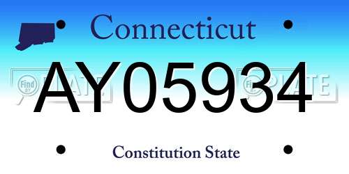 AY05934 Connecticut License Plate