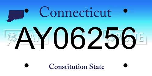 AY06256 Connecticut License Plate