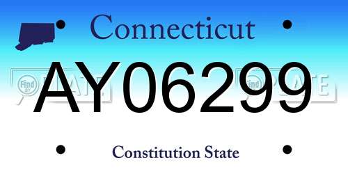 AY06299 Connecticut License Plate