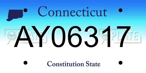 AY06317 Connecticut License Plate