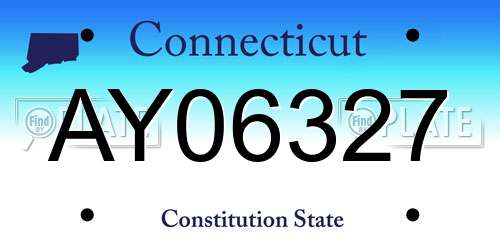 AY06327 Connecticut License Plate