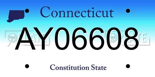 AY06608 Connecticut License Plate
